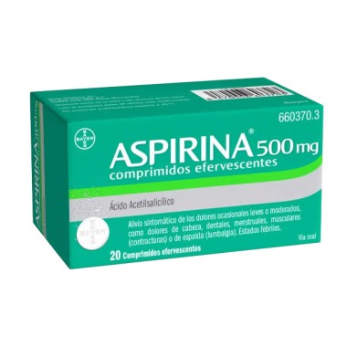 ASPIRINA 500 MG COMPRIMIDOS EFERVESCENTES , 20 COMPRIMIDOS